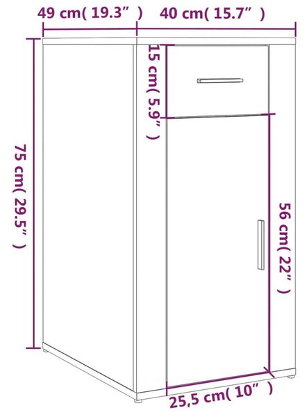 Ντουλάπι Γραφείου Sonoma Δρυς 40x49x75 εκ. Επεξεργ. Ξύλο - Καφέ