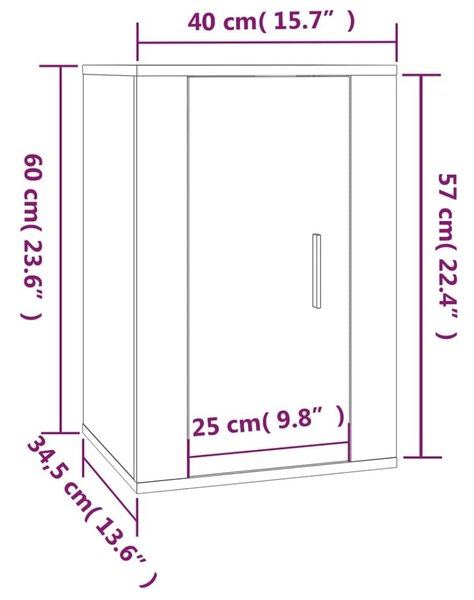 Έπιπλο Τηλεόρασης Επιτοίχιο Καφέ Δρυς 40x34,5x60 εκ. - Καφέ