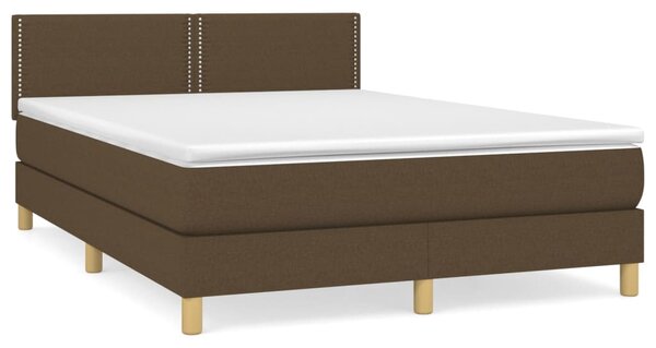 VidaXL Κρεβάτι Boxspring με Στρώμα Σκούρο Καφέ 140x200 εκ Υφασμάτινο