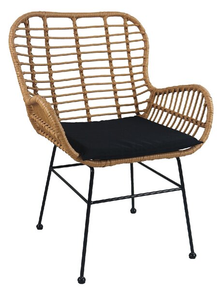 ΚΑΡΕΚΛΑ ΚΗΠΟΥ ARTELIBRE ABUDIUS ΦΥΣΙΚΟ/ΜΑΥΡΟ ΜΕΤΑΛΛΟ/RATTAN 60X60X85CM