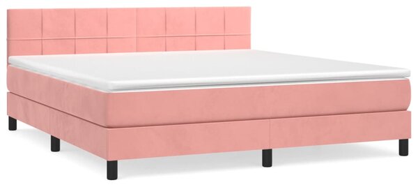 VidaXL Κρεβάτι Boxspring με Στρώμα Ροζ 180x200 εκ. Βελούδινο