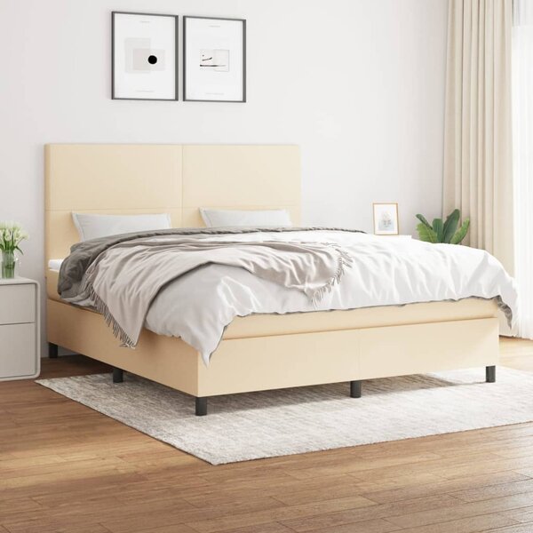 VidaXL Κρεβάτι Boxspring με Στρώμα Κρεμ 160x200 εκ. Υφασμάτινο