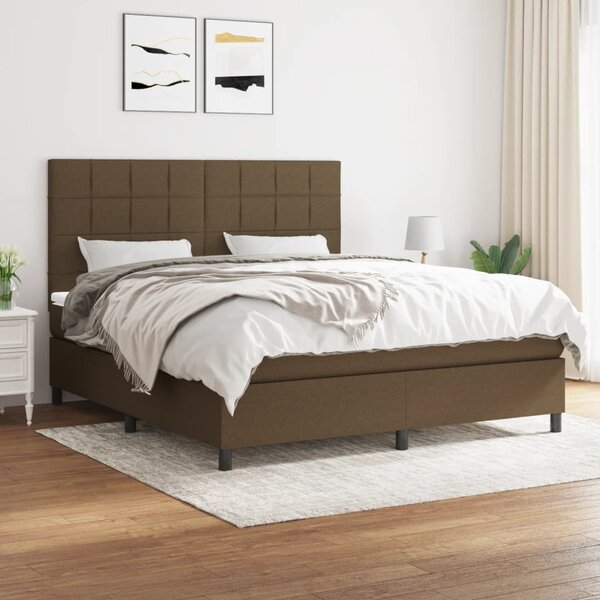 VidaXL Κρεβάτι Boxspring με Στρώμα Σκούρο Καφέ 180x200 εκ Υφασμάτινο