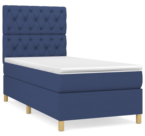 VidaXL Κρεβάτι Boxspring με Στρώμα Μπλε 80x200 εκ. Υφασμάτινο