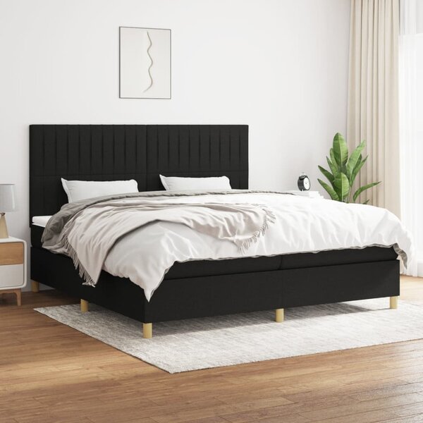 VidaXL Κρεβάτι Boxspring με Στρώμα Μαύρο 200x200 εκ. Υφασμάτινο