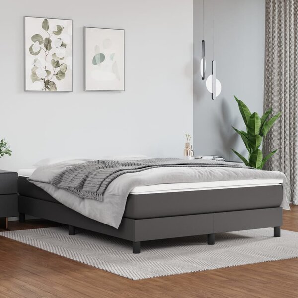 VidaXL Πλαίσιο Κρεβατιού Boxspring Γκρι 140x200 εκ. Συνθετικό Δέρμα