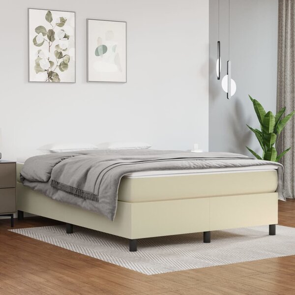 VidaXL Πλαίσιο Κρεβατιού Boxspring Κρεμ 140x200 εκ. Συνθετικό Δέρμα