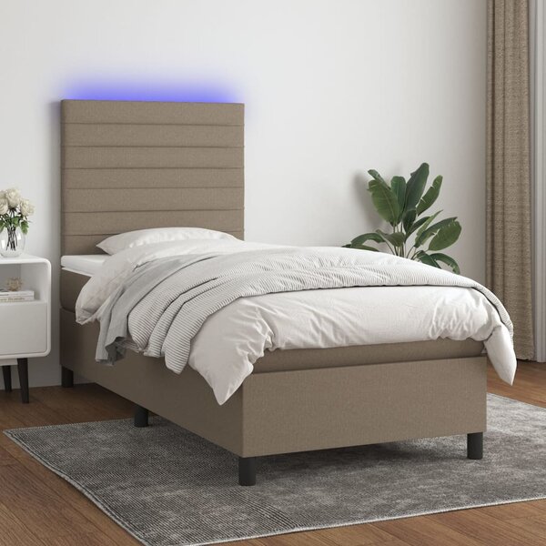 VidaXL Κρεβάτι Boxspring με Στρώμα & LED Taupe 80x200 εκ. Υφασμάτινο