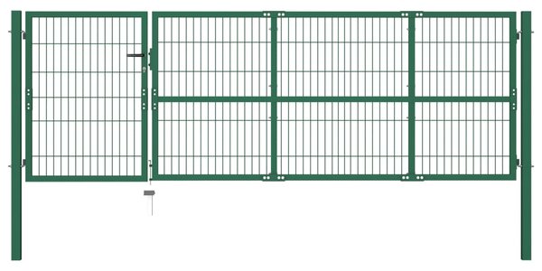 VidaXL Πόρτα Περίφραξης Κήπου Πράσινη 350x100 εκ. Ατσάλινη με Στύλους