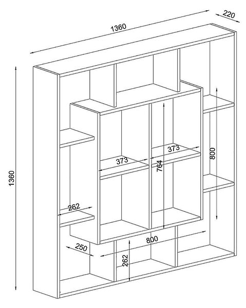 Βιβλιοθήκη ArteLibre NISIROS Cordoba Μοριοσανίδα/Μελαμίνη 136x22x136cm