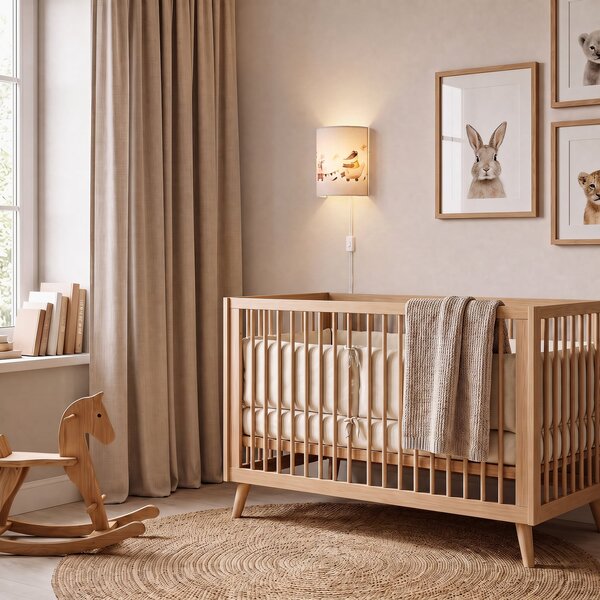 Duolla Παιδική απλίκα τοίχου Kids Print λευκή/πολύχρωμη, 24 εκ., με βύσμα, από ύφασμα, Πολύχρωμο, Παιδικό δωμάτιο, Ύφασμα / Κλωστοϋφαντουργία