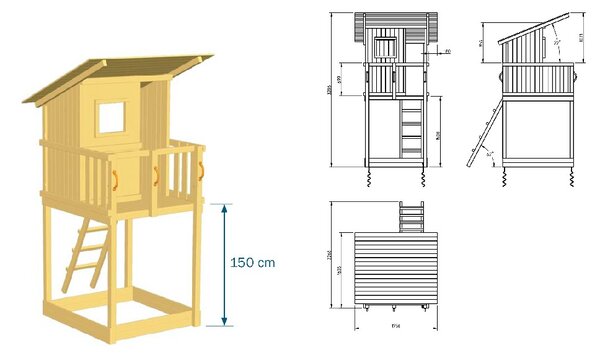 ΞΥΛΙΝΟΣ ΠΥΡΓΟΣ BEACH HUT ΜΕ ΠΡΟΕΚΤΑΣΗ ΠΥΡΓΟΣ BEACH HUT ΜΕ ΥΨΟΣ ΤΣΟΥΛΗΘΡΑΣ 120ΕΚ. ΚΑΙ ΠΡΟΕΚΤΑΣΗ