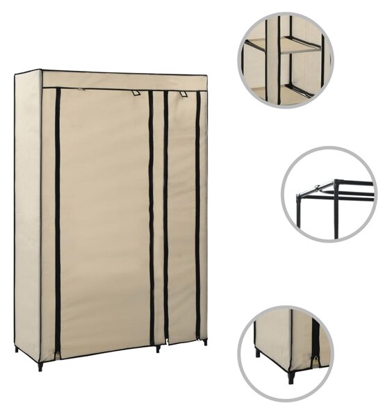 282424 vidaXL Folding Wardrobes 2 pcs Cream 110x45x175 cm Fabric