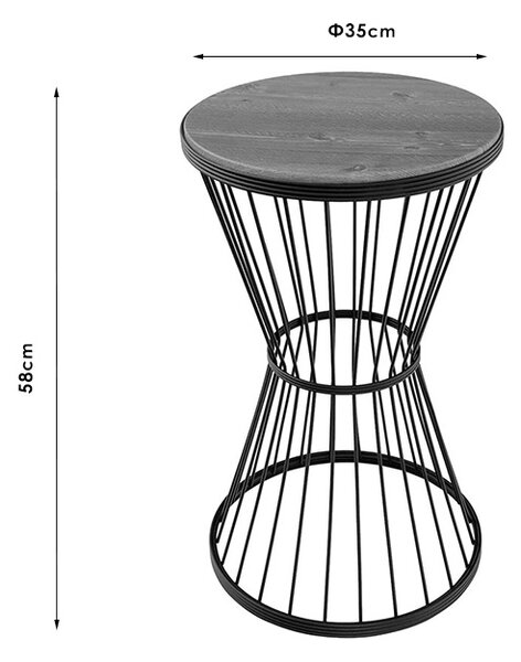 Βοηθητικό τραπέζι Yava pakoworld γκρι antique-χρυσό Φ35x58εκ