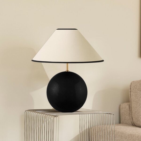 Globen Lighting Επιτραπέζια λάμπα IRIS, μπεζ/μαύρο, ύψος 39 cm, Μπεζ, Σαλόνι / τραπεζαρία, Ύφασμα / Κλωστοϋφαντουργία, Vintage