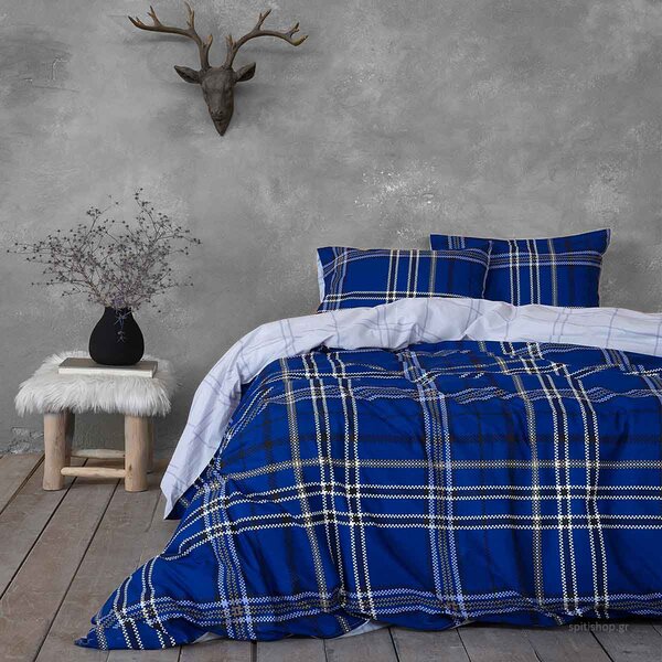 Σεντόνια Μονά (Σετ) Nima Bed Linen Kester Blue Μπλε ΜΕ ΛΑΣΤΙΧΟ 100x200+32