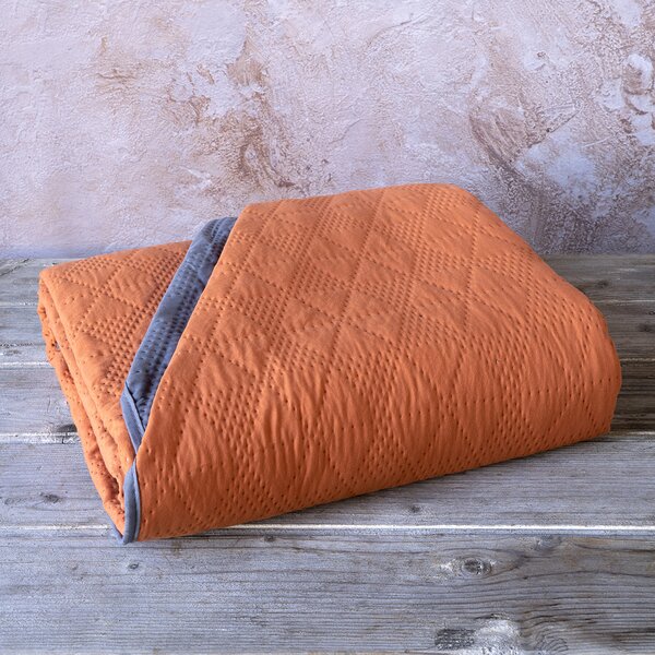 Κουβερλί King Size (240x260) 2 Όψεων Nima Bed Linen Armon Πορτοκαλί,Γκρι
