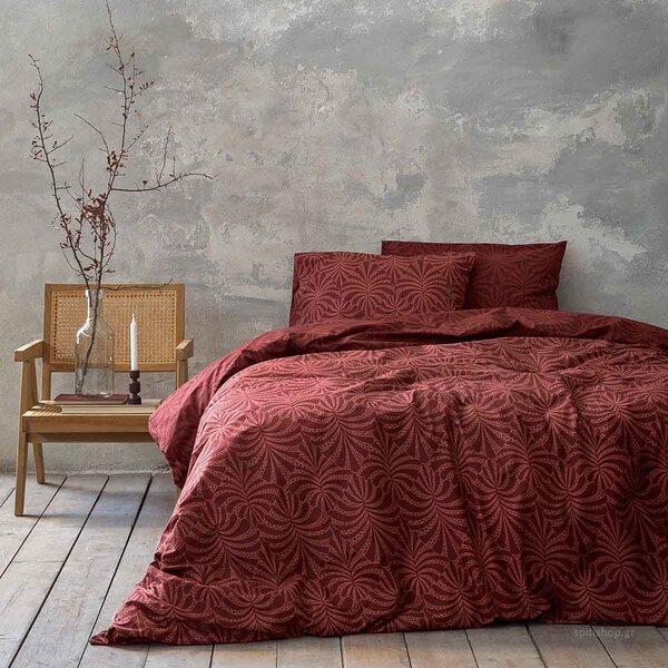 Σεντόνια Μονά (Σετ) Nima Bed Linen Lautus Μπορντώ ΜΕ ΛΑΣΤΙΧΟ 100x200+32