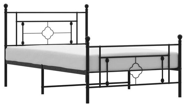 VidaXL Πλαίσιο Κρεβατιού με Κεφαλάρι&Ποδαρικό Μαύρο 107x20 εκ. Μέταλλο