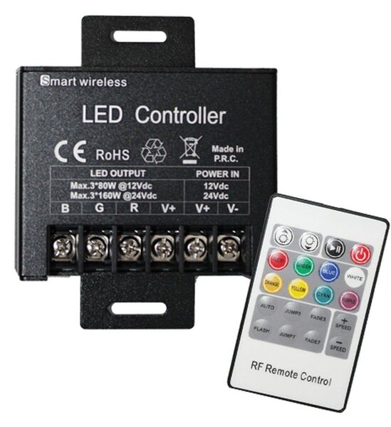 RGB Power Led Controller Με RF Remote Control RGB4-RF20K Aca