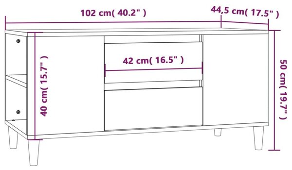 Έπιπλο Τηλεόρασης Λευκό 102 x 44,5 x 50 εκ. Επεξεργασμένο Ξύλο - Λευκό