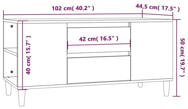 Έπιπλο Τηλεόρασης Γκρι Σκυροδέματος 102x44,5x50 εκ. Επεξ. Ξύλο - Γκρι