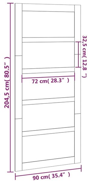 Πόρτα Αχυρώνα 90x1,8x204,5 εκ. από Μασίφ Ξύλο Πεύκου - Καφέ