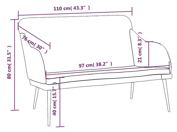 Πάγκος Μαύρος 110x76x80 εκ. Βελούδινος - Μαύρο