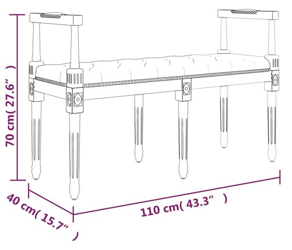 Πάγκος Μαύρος 110x40x70 εκ. Βελούδινος - Μαύρο