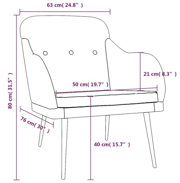 Πολυθρόνα Μαύρη 63 x 76 x 80 εκ. Υφασμάτινη - Μαύρο