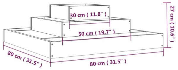 Ζαρντινιέρα Γκρι 80 x 80 x 27 εκ. από Μασίφ Ξύλο Πεύκου - Γκρι