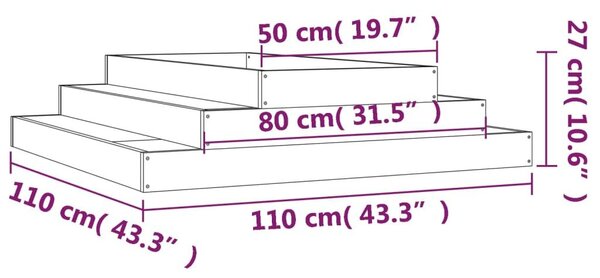 Ζαρντινιέρα 110 x 110 x 27 εκ. από Μασίφ Ξύλο Ψευδοτσούγκας - Καφέ