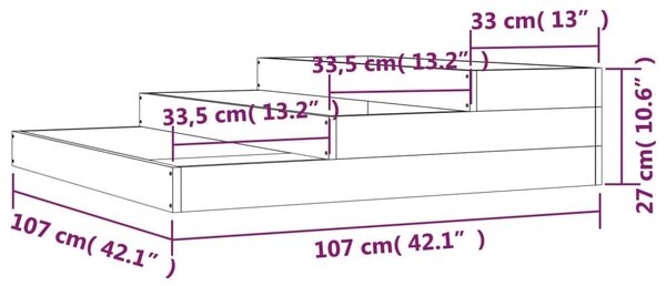 Ζαρντινιέρα 107 x 107 x 27 εκ. από Μασίφ Ξύλο Πεύκου - Καφέ