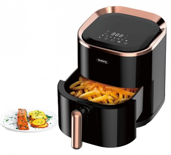 Φριτέζα AirFryer Rosberg R51980Z, 1200W, 3,5l, Ζεστός αέρας, Οθόνη LED, Χρονόμετρο, έως 200C, Μαύρο