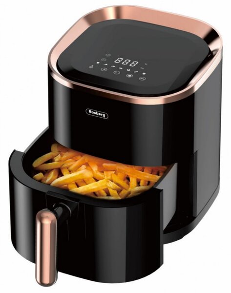 Φριτέζα AirFryer Rosberg R51980Z, 1200W, 3,5l, Ζεστός αέρας, Οθόνη LED, Χρονόμετρο, έως 200C, Μαύρο