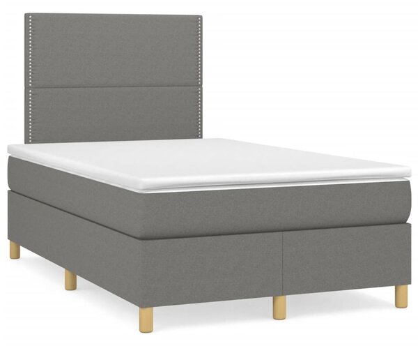 VidaXL Κρεβάτι Boxspring με Στρώμα Σκούρο Γκρι 120x190 εκ Υφασμάτινο