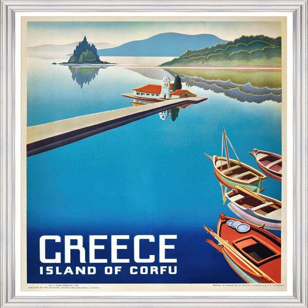 Κάδρο Greece Travels Posters - Island Of Corfu Fa13369 70X90Cm Blue-Multi Mindthegap