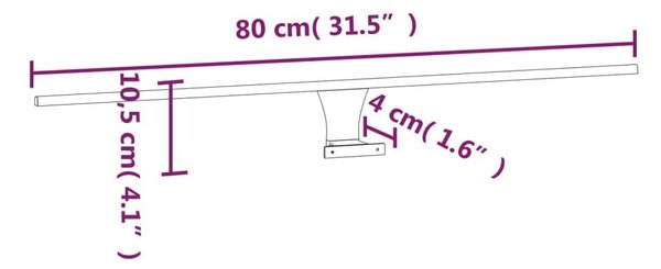 Φωτιστικό Καθρέφτη LED 7,5 W Θερμό Λευκό 80 εκ. 3000Κ - Ασήμι