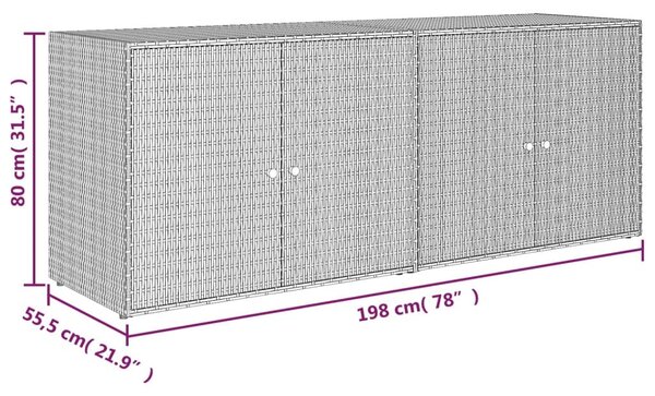 Ντουλάπι Αποθήκευσης Κήπου Γκρι 198x55,5x80 εκ. Συνθετικό Ρατάν - Γκρι