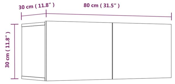 Έπιπλα Τηλεόρασης 2 τεμ. Μαύρα 80x30x30 εκ. Επεξεργασμένο Ξύλο - Μαύρο