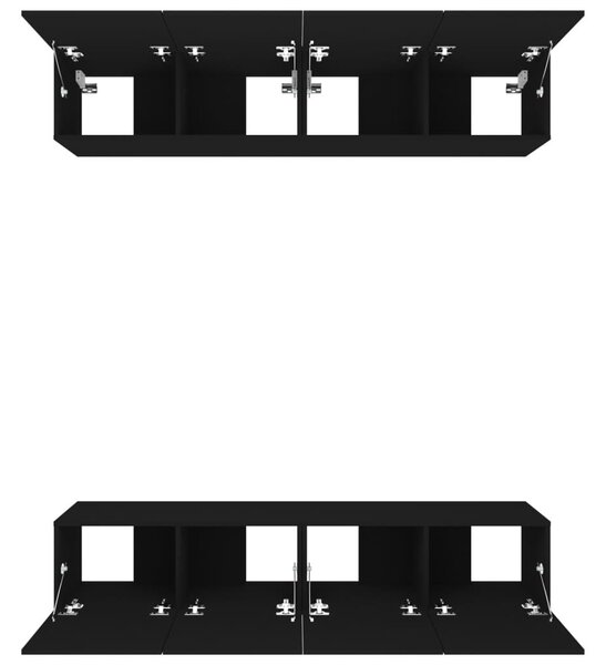 Έπιπλα Τηλεόρασης 4 τεμ. Μαύρα 80x30x30 εκ. Επεξεργασμένο Ξύλο - Μαύρο