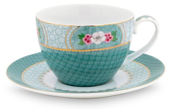 Φλυτζάνι Cappuccino Με Πιατάκι 51004083 Blushing Birds 280ml Blue Pip Studio