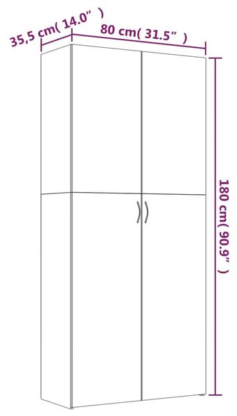 Παπουτσοθήκη Καπνιστή Δρυς 80x35,5x180 εκ. Επεξεργασμένο Ξύλο - Καφέ