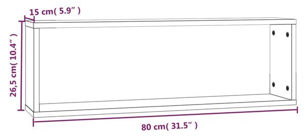 Ραφιέρες Τοίχου Κύβοι 4 τεμ. Καπν. Δρυς 80x15x26,5 εκ. Επ. Ξύλο - Καφέ