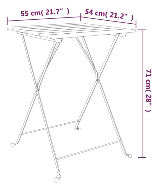 Τραπέζι Bistro Πτυσσόμ. 55x54x71 εκ Μασίφ Ξύλο Ακακίας & Ατσάλι - Καφέ