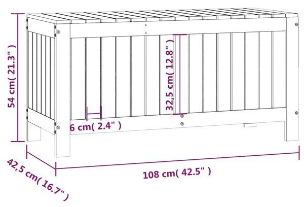 Μπαούλο Αποθήκευσης Κήπου 76x42,5x54 εκ. Μασίφ Ξύλο Πεύκου - Καφέ