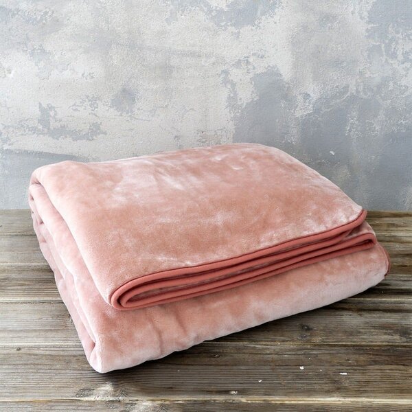 Κουβέρτα Βελουτέ Coperta Pink Nima