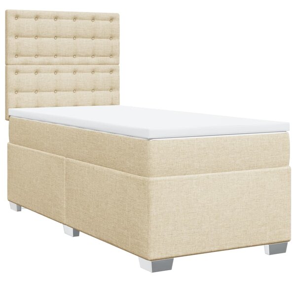 VidaXL Κρεβάτι Boxspring με Στρώμα Κρεμ 100 x 200 εκ. Υφασμάτινο