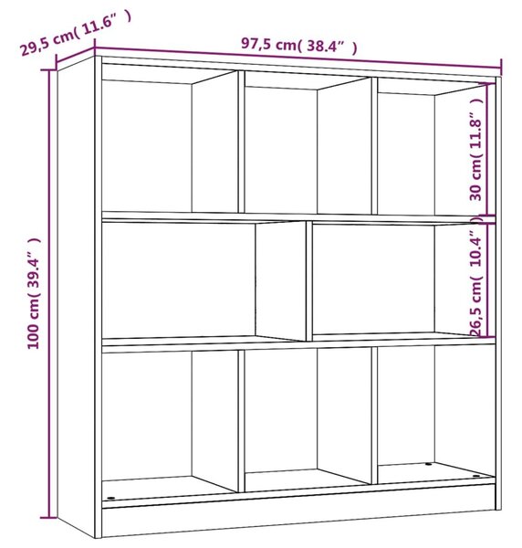 Βιβλιοθήκη Γκρι Sonoma 97,5x29,5x100 εκ. από Επεξεργασμένο Ξύλο - Γκρι