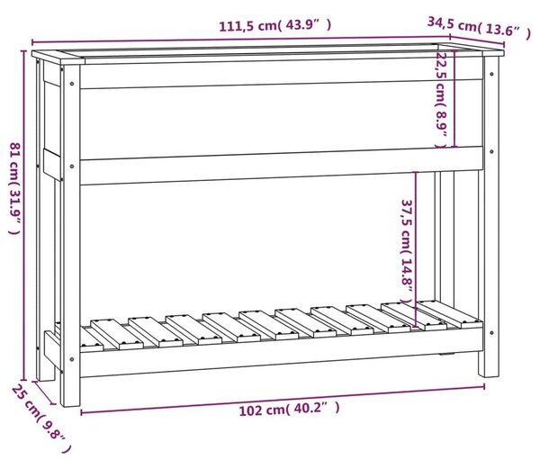 Ζαρντινιέρα με Ράφι 111,5 x 34,5 x 81 εκ. Μασίφ Ξύλο Πεύκου - Καφέ